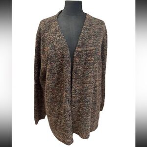 August Max Woman‎ 1X button front cardigan brown tan 90s granny core EUC soft